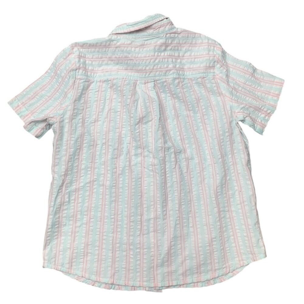 New Art Class Boys Medium Pastel Stripe Short Sleeve 100% Cotton Button Up Shirt - Picture 2 of 3